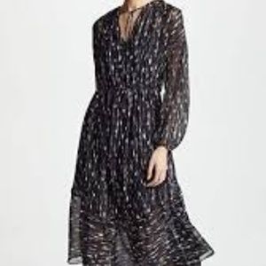 Vince Brushstroke Silk Midi Dress